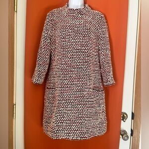 J. Crew Long Sleeve Dress in Red and White Dots
